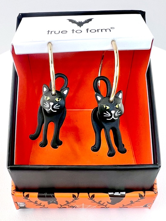 True To Form Other - Black Cat Hoop Earrings - True to Form Black Cat Earrings